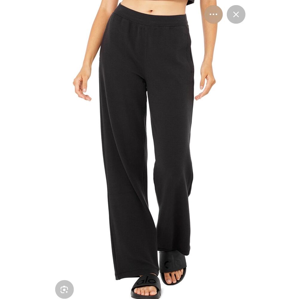 Alo Yoga micro waffle high-waist pleasant wide leg pants size M
